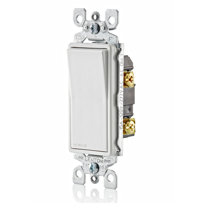 15 Amp Decora Single-Pole Switch, Grounding, White