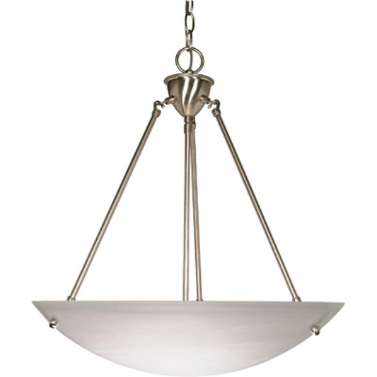 3 Light - 23" Pendant with Alabaster Glass - Brushed Nickel Finish