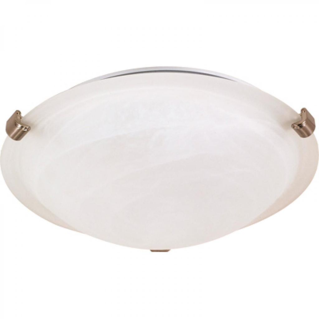 1 Light - 12" Flush with Alabaster Glass - Brushed Nickel Finish
