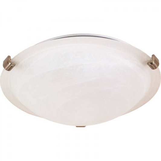 1 Light - 12" Flush with Alabaster Glass - Brushed Nickel Finish