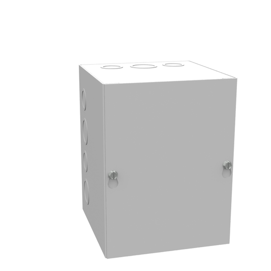 8x6x6 Screw Cover Type 1 UL Listed Steel Knockouts ANSI 61 Gray Cover With Teardrop Slots Mounting Holes In Back