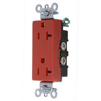 20A 125V Heavy Duty Spec-Grade Decorator Duplex Receptacle, Back and Side Wire, Red