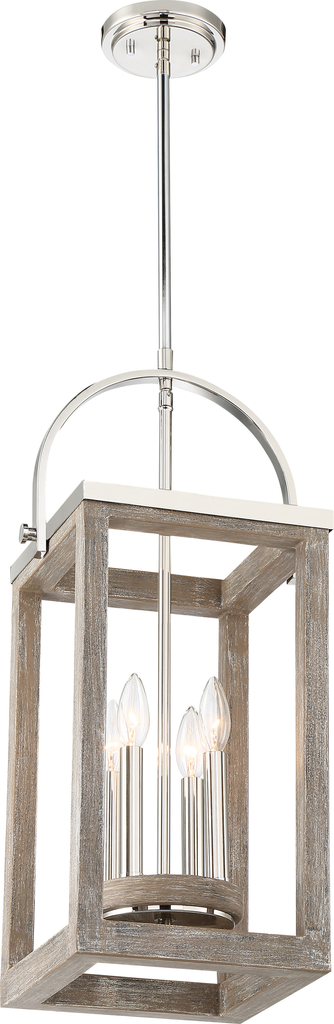 Bliss - 2 Light Pendant - Driftwood Finish with Polished Nickel Accents