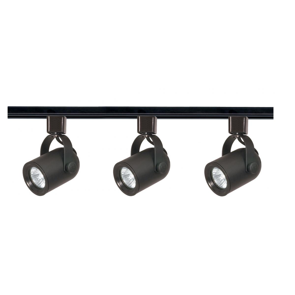 3 Light - MR16 - Round Back Track Kit - 4 foot Track - Line Voltage - Black