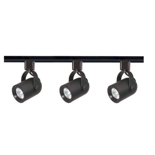 3 Light - MR16 - Round Back Track Kit - 4 foot Track - Line Voltage - Black