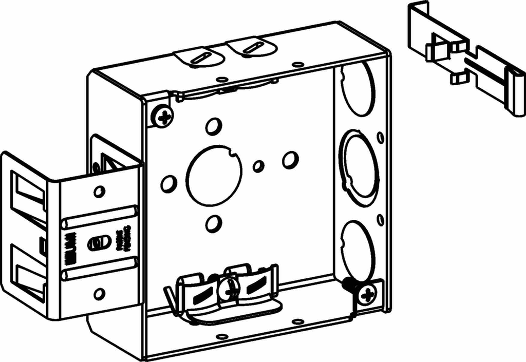 1-1/2" DEEP, 4" SQUARE (4S) BOX WELDED WITH NM CLAMPS & MS BRACKET