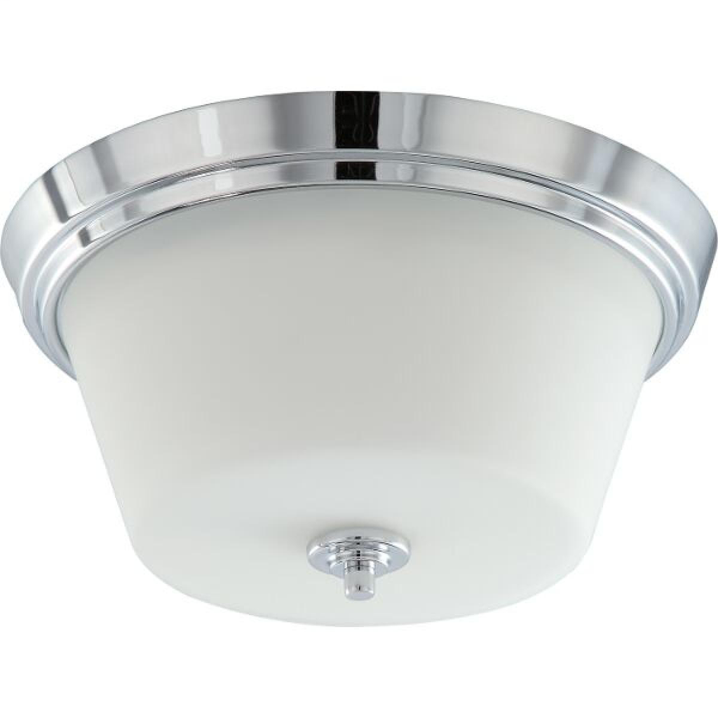 Bento - 3 Light Flush with Satin White Glass - Polished Chrome Finish