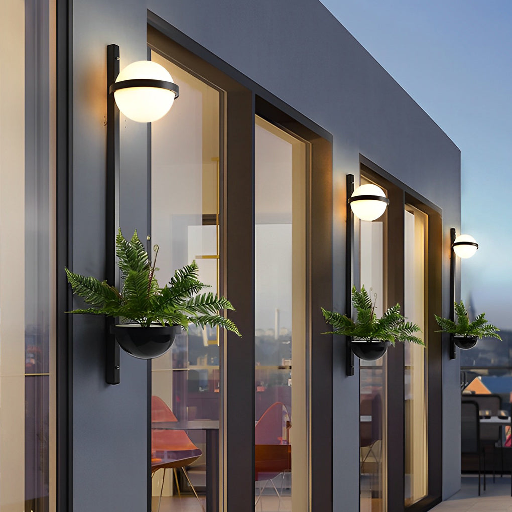 [Open-Box]Creative Flowerpot Ball Waterproof LED Black Modern Outdoor Wall Light