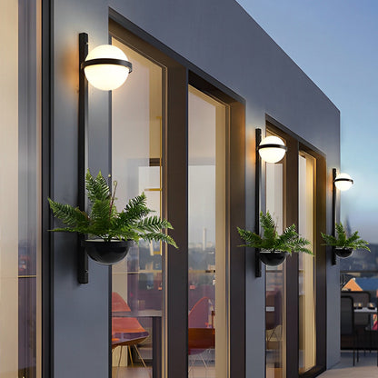 [Open-Box]Creative Flowerpot Ball Waterproof LED Black Modern Outdoor Wall Light