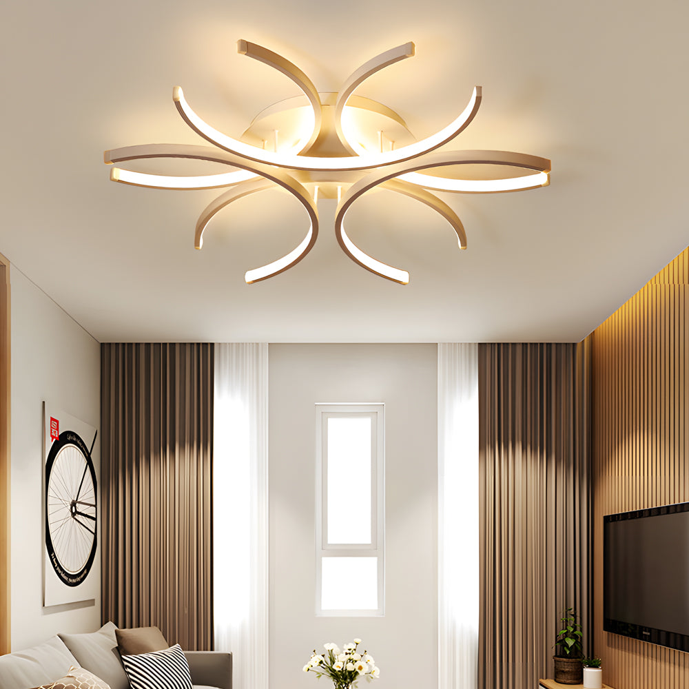 [Open-Box]Simple Semi-Circle Lines Flower LED Dimmable Modern Ceiling Light Fixture