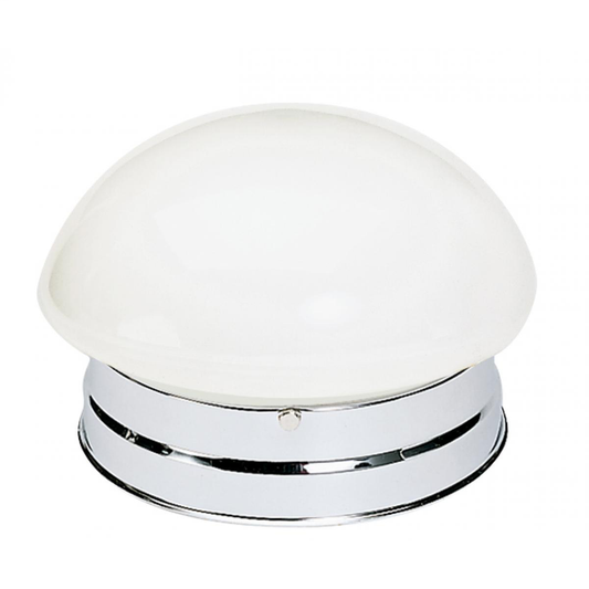 1 Light - 8" Flush with White Glass - Polished Chrome Finish