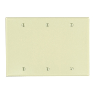 3-Gang Blank Wallplate, Standard Size, Thermoset, Ivory