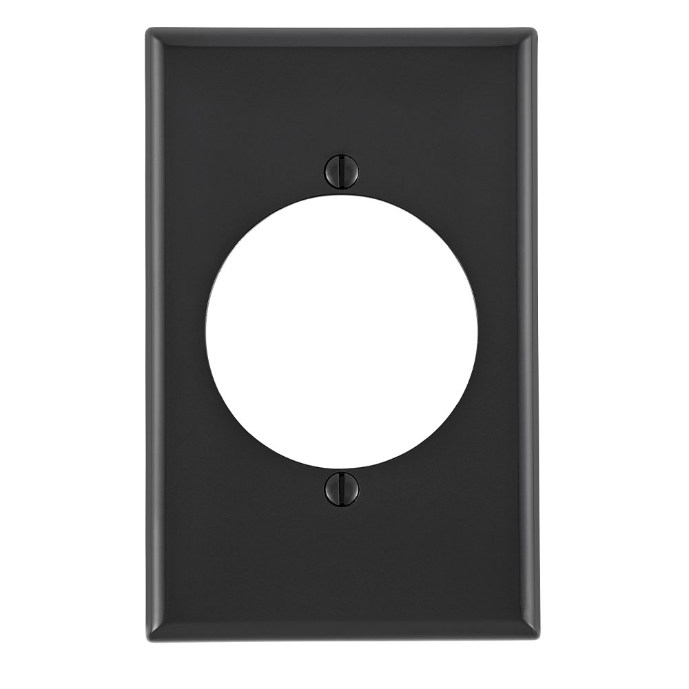 1-Gang 2.15 Inch Diameter Flush Mount Outlet/Receptacle Wallplate, Standard Size, Thermoplastic Nylon, Black