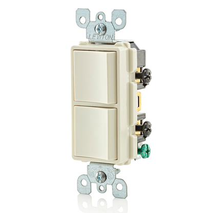 15 Amp Decora Single-Pole / Single-Pole Combination Switch, Grounding, Light Almond