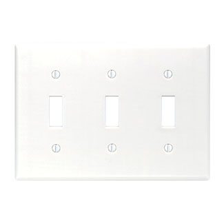 3-Gang Toggle Switch Wallplate, Standard Size, Thermoset, White
