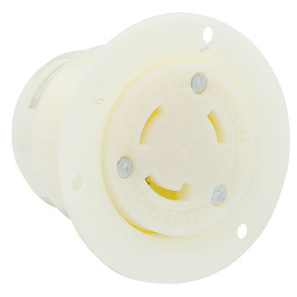 15 Amp, 125 Volt, Flanged Outlet Locking Receptacle, Industrial Grade