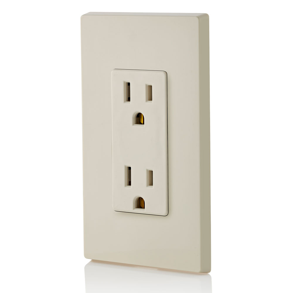 15 Amp Duplex Outlet/Receptacle, Self-Grounding, Light Almond