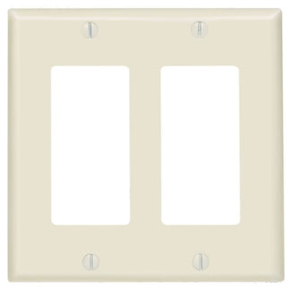 2-Gang Decora/GFCI Device Wallplate, Standard Size, Thermoset, Light Almond