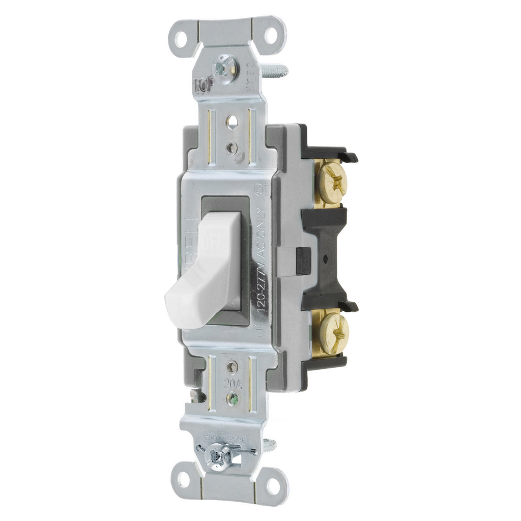20A Single Pole Toggle Switch, 120/277V, White