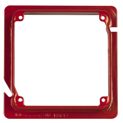 4-11/16 in. x 4 in. Life Safety Square Adapter Ring, 1-1/4 in. Raised, Red