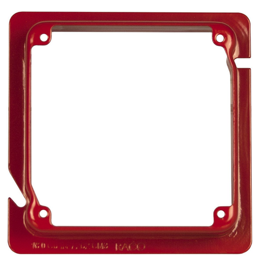 4-11/16 in. x 4 in. Life Safety Square Adapter Ring, 1-1/4 in. Raised, Red