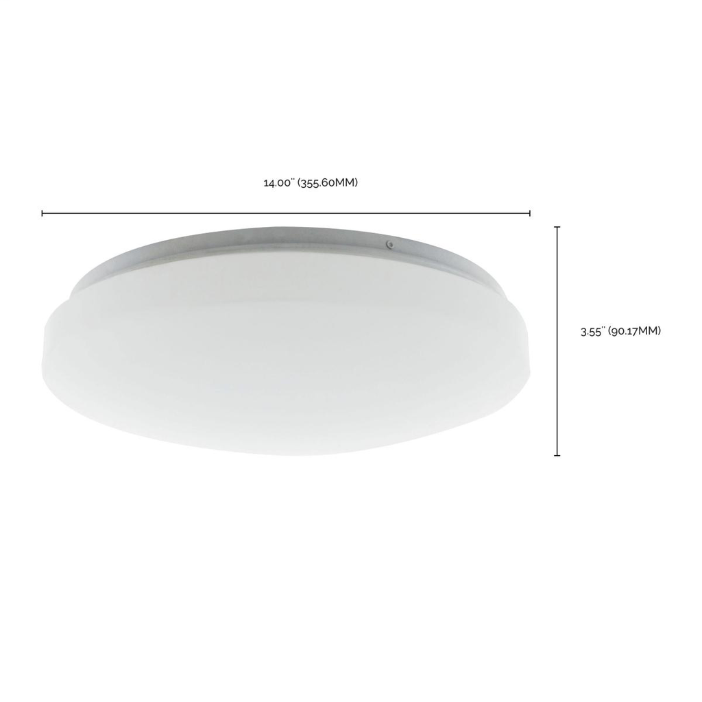 14 inch, Acrylic Round, Flush Mounted, LED Light Fixture, CCT Selectable, White Finish, 120V