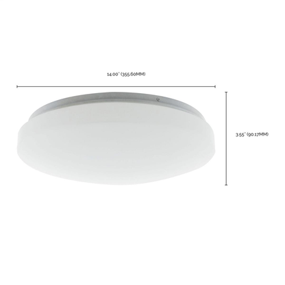 14 inch, Acrylic Round, Flush Mounted, LED Light Fixture, CCT Selectable, White Finish, 120V