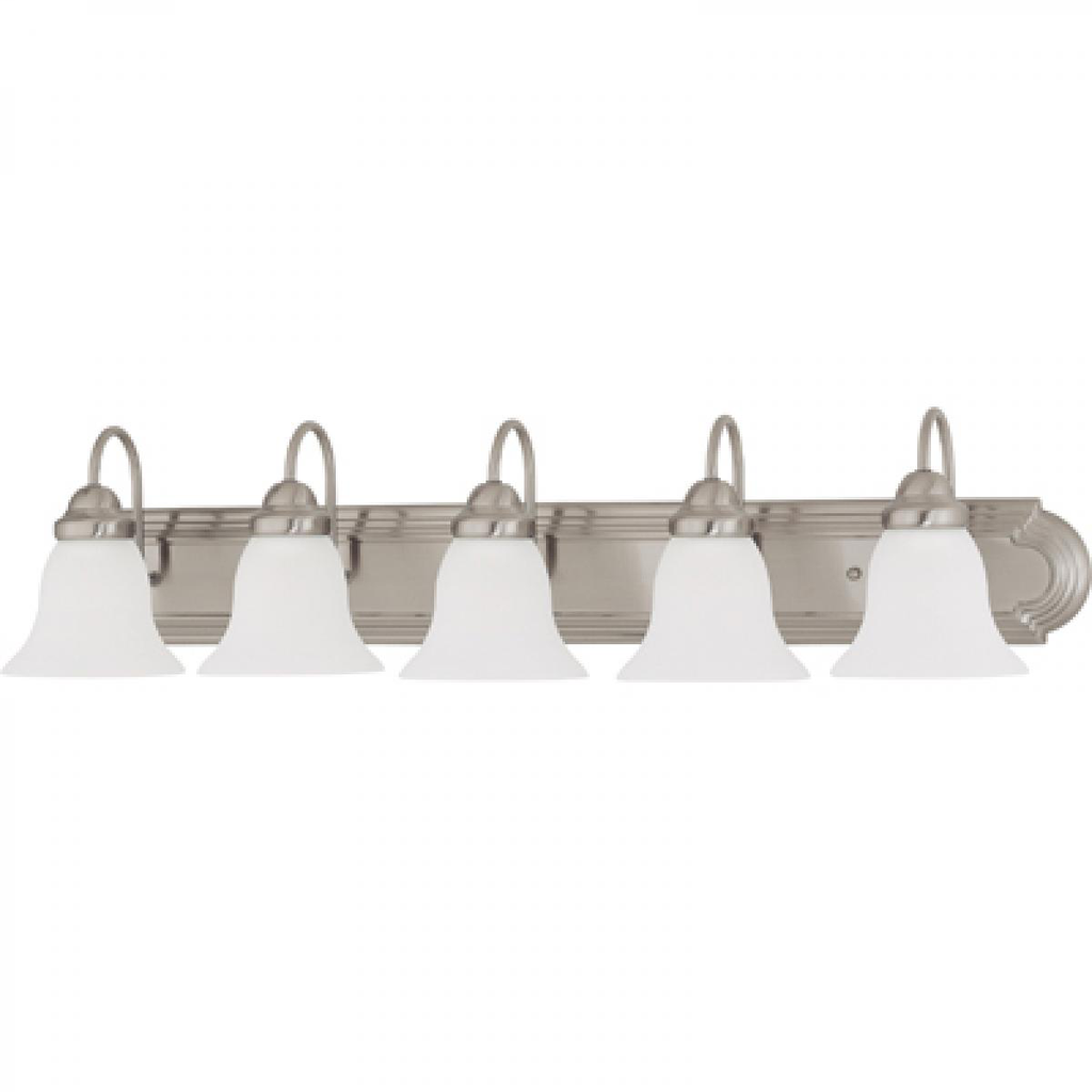 Ballerina - 5 Light 36" Vanity with Frosted White Glass - Brushed Nickel Finish