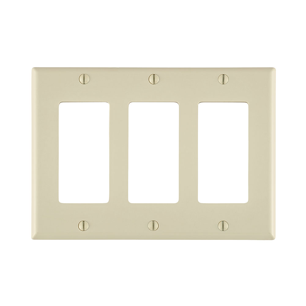 3-Gang Decora/GFCI Device Wallplate, Size, Thermoplastic Nylon, Light Almond