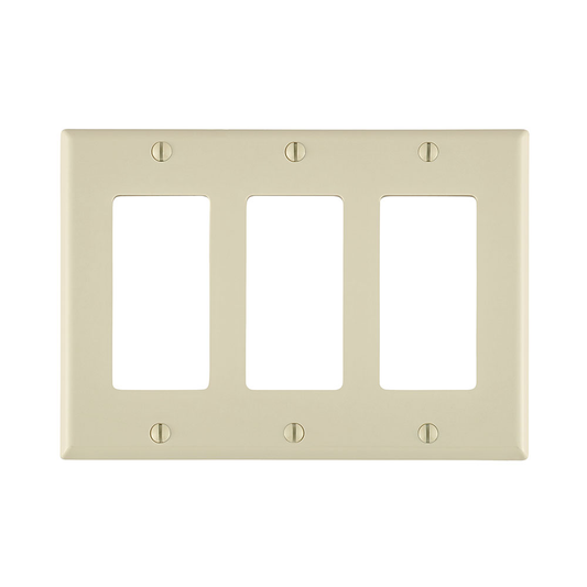 3-Gang Decora/GFCI Device Wallplate, Size, Thermoplastic Nylon, Light Almond