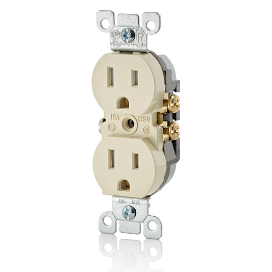 15 Amp Tamper-Resistant Duplex Outlet/Receptacle, Grounding, Ivory