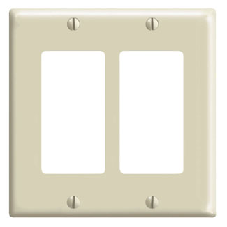 2-Gang Decora/GFCI Device Wallplate/Standard Size, Thermoset, Ivory