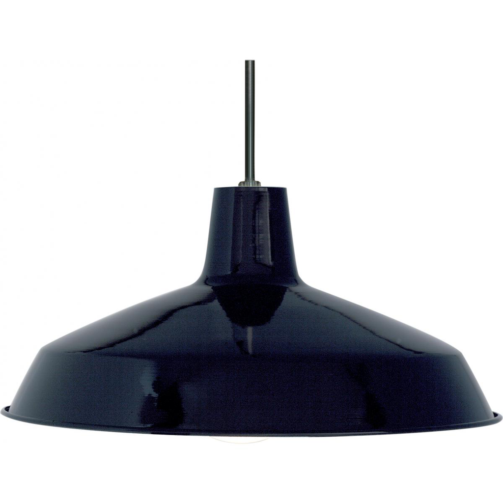 1 Light - 16" Pendant with Warehouse Shade - Black Finish