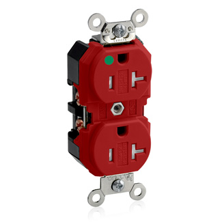 20 Amp Duplex Receptacle/Outlet, Hospital Grade, Tamper-Resistant, Self-Grounding