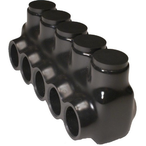 Black Insulated Multi-Cable Connector - Single Entry 5 Ports 250 - 6