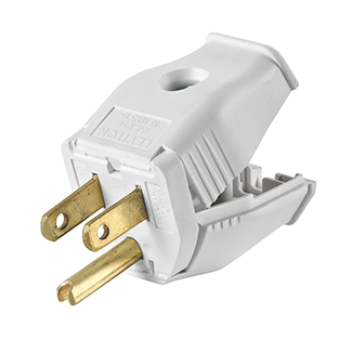 15 Amp, 125 Volt, NEMA 5-15P 2-Pole, 3-Wire Grounding Replacement Plug, Clamptite Hinged Design, Thermoplastic, White