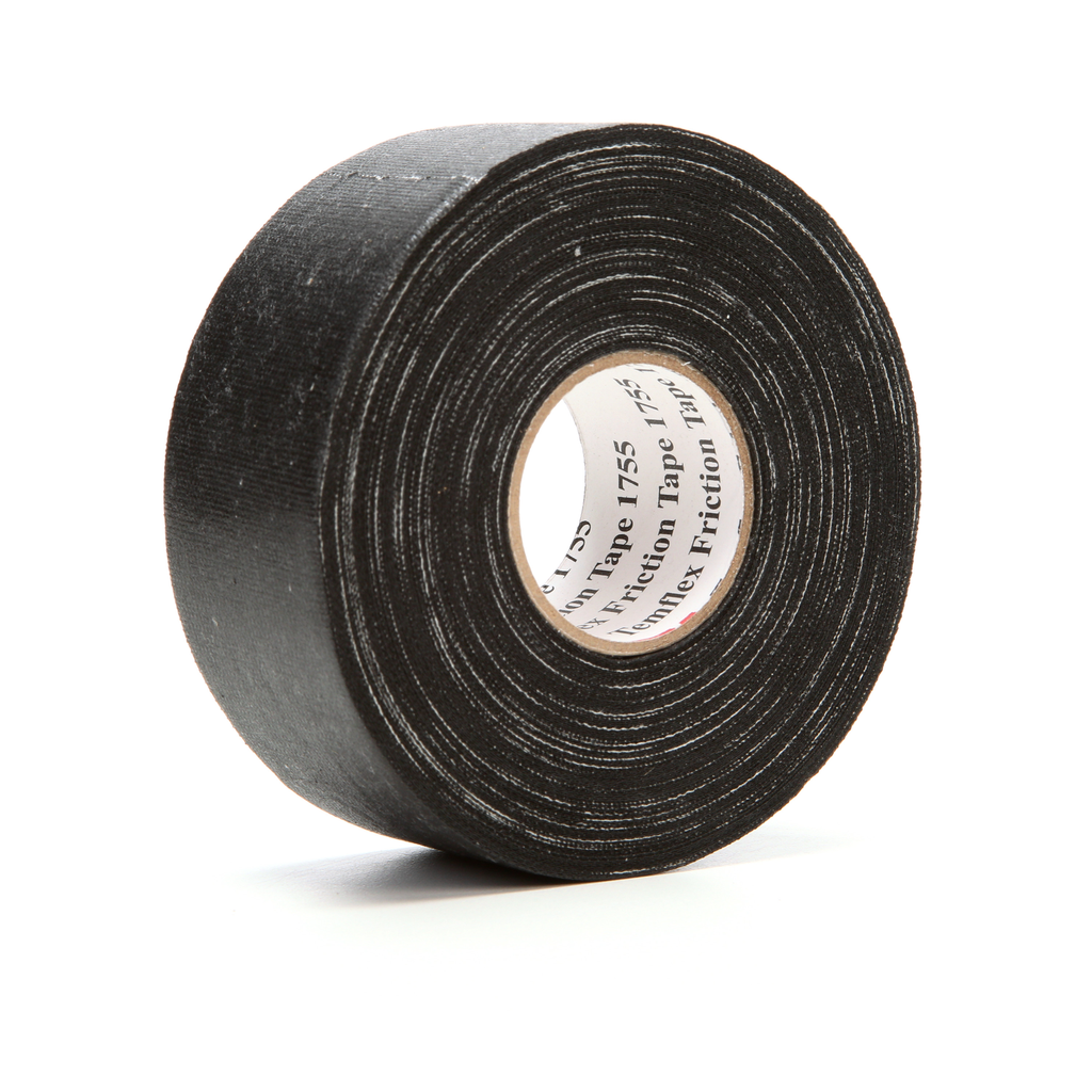 3M Temflex Cotton Friction Tape 1755, 1-1/2 in x 82-1/2 ft, Black, 30 rolls/Case