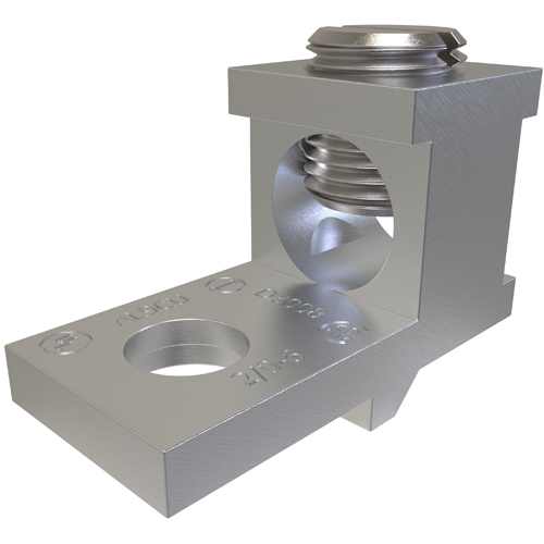 Aluminum Anti-Turn Mechanical Lug, Conductor Range 2/0-14, 1 Conductor, 1/4in Bolt Size, Tin Plated, UL, CSA