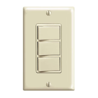15 Amp Decora Three Rocker Combination Switch, Ivory