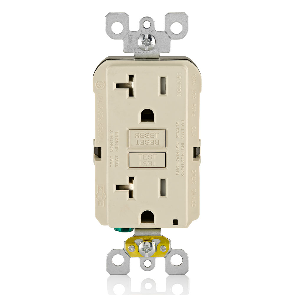 20 Amp, Self Test, Tamper-Resistant GFCI Outlet with LED Indicator Light