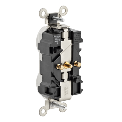 20 Amp Lev-Lok® Duplex Receptacle/Outlet, Industrial Grade, Self-Grounding