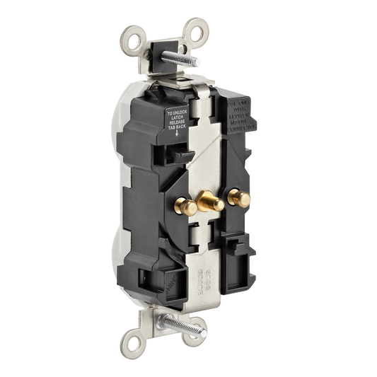 20 Amp Lev-Lok® Duplex Receptacle/Outlet, Industrial Grade, Self-Grounding