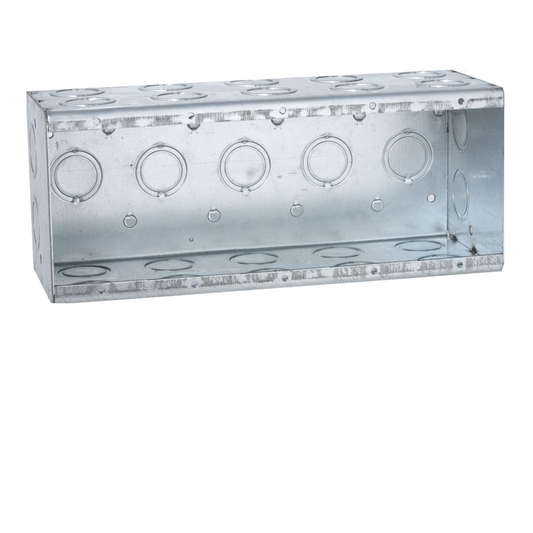5-Gang Masonry Box, Nongangable, 3-1/2 in. Deep, Twenty-Nine Concentric KO’s