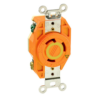 30 Amp, 125 Volt, Flush Mount Locking Receptacle, Industrial Grade