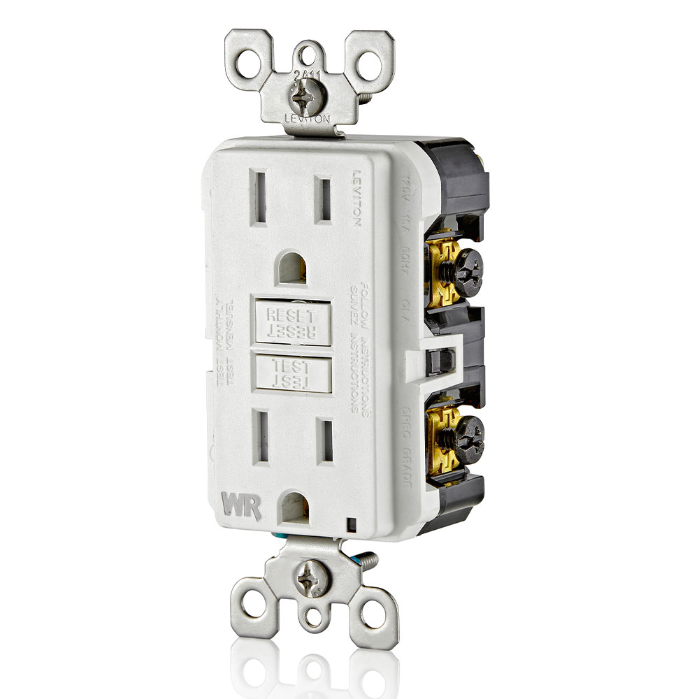 15 Amp GFCI Weather-Resistant Outlet, Self Test, Tamper-Resistant with LED Indicator Light