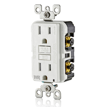 15 Amp GFCI Weather-Resistant Outlet, Self Test, Tamper-Resistant with LED Indicator Light
