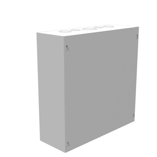 12x4X12 Screw Cover Type 1 UL Steel KOs Gray Cover w/Teardrop Slots Holes In Back