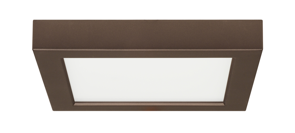13.5 watt; 7" Flush Mount LED Fixture; 2700K; Square Shape; Bronze Finish; 120 volts
