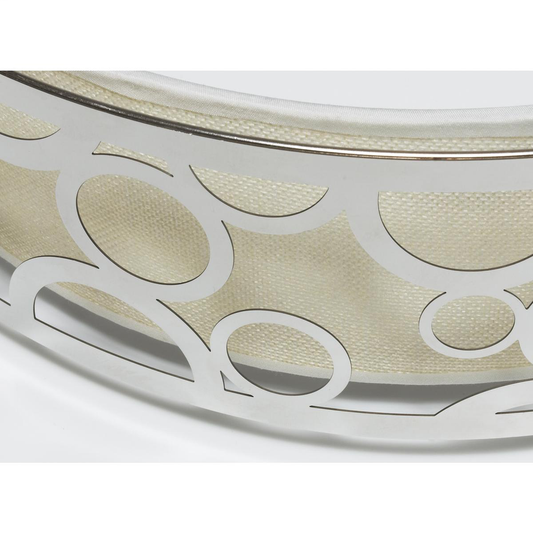 15" Filigree LED Decor Flush Mount Fixture - Polished Nickel Finish - White Fabric Shade