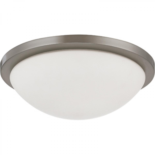 Button LED - 13"- Flush with Frosted Glass - Brushed Nickel Finish